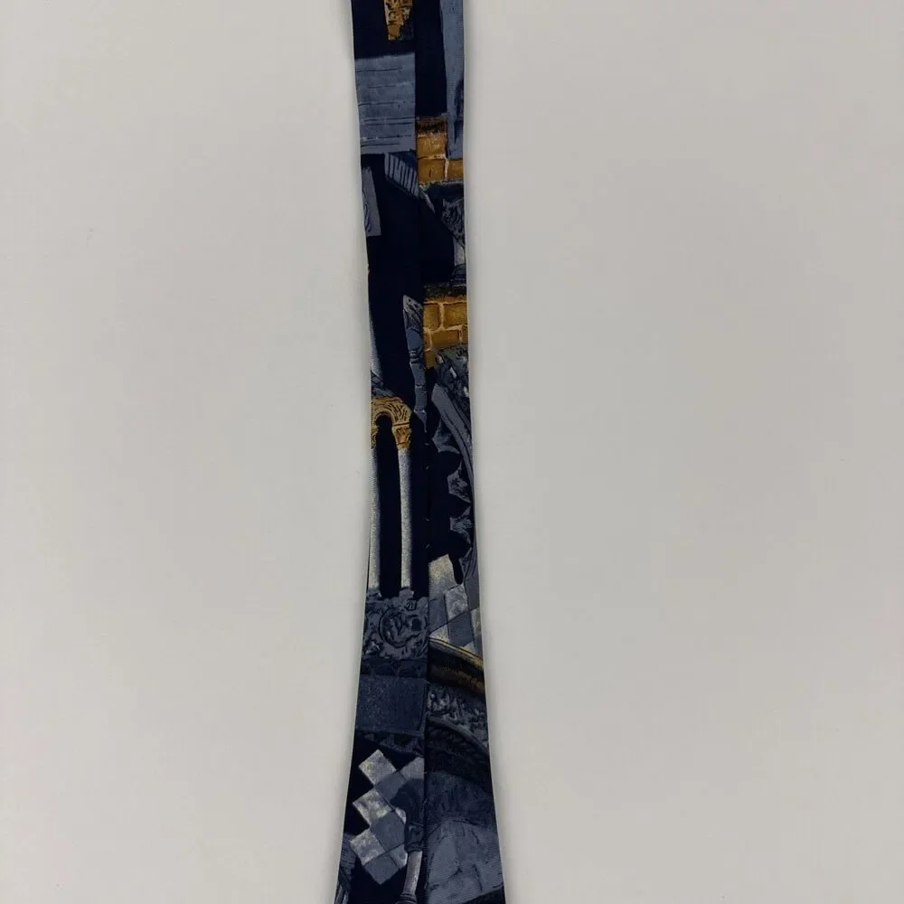Structure Tie Usa Silk Architecture Gothic Columns Arches Necktie Vtg/Rare